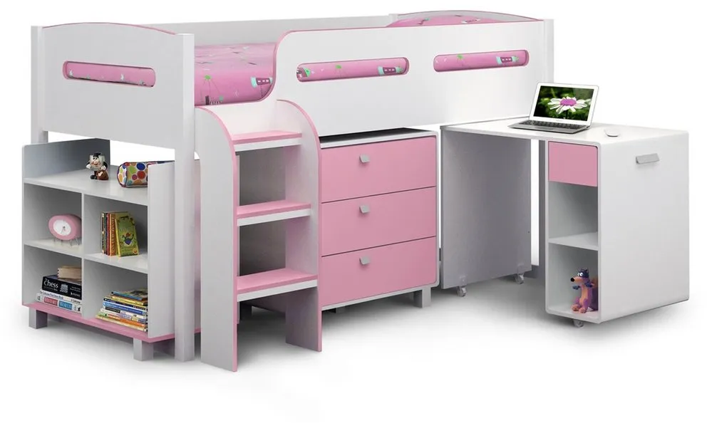 Julian Bowen Julian Bowen Kimbo Pink and White Mid Sleeper Bed Frame
