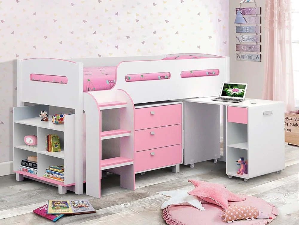 Julian Bowen Julian Bowen Kimbo Pink and White Mid Sleeper Bed Frame