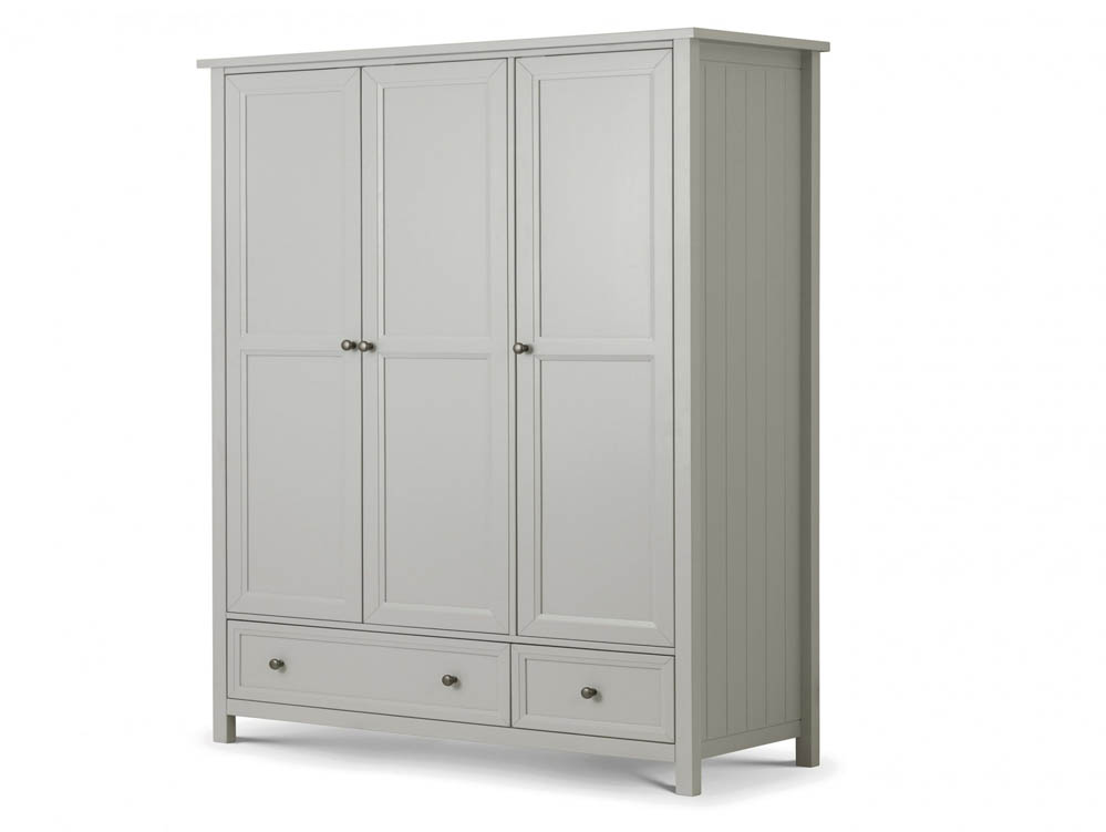 Julian Bowen Julian Bowen Maine Dove Grey 3 Door 2 Drawer Triple Wardrobe (Flat Packed)