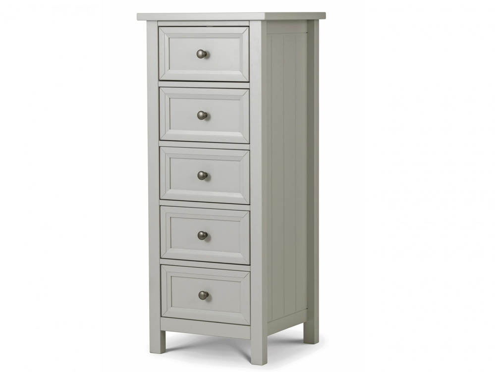 Julian Bowen Julian Bowen Maine Dove Grey 5 Drawer Tall Narrow Chest of Drawers (Flat Packed)