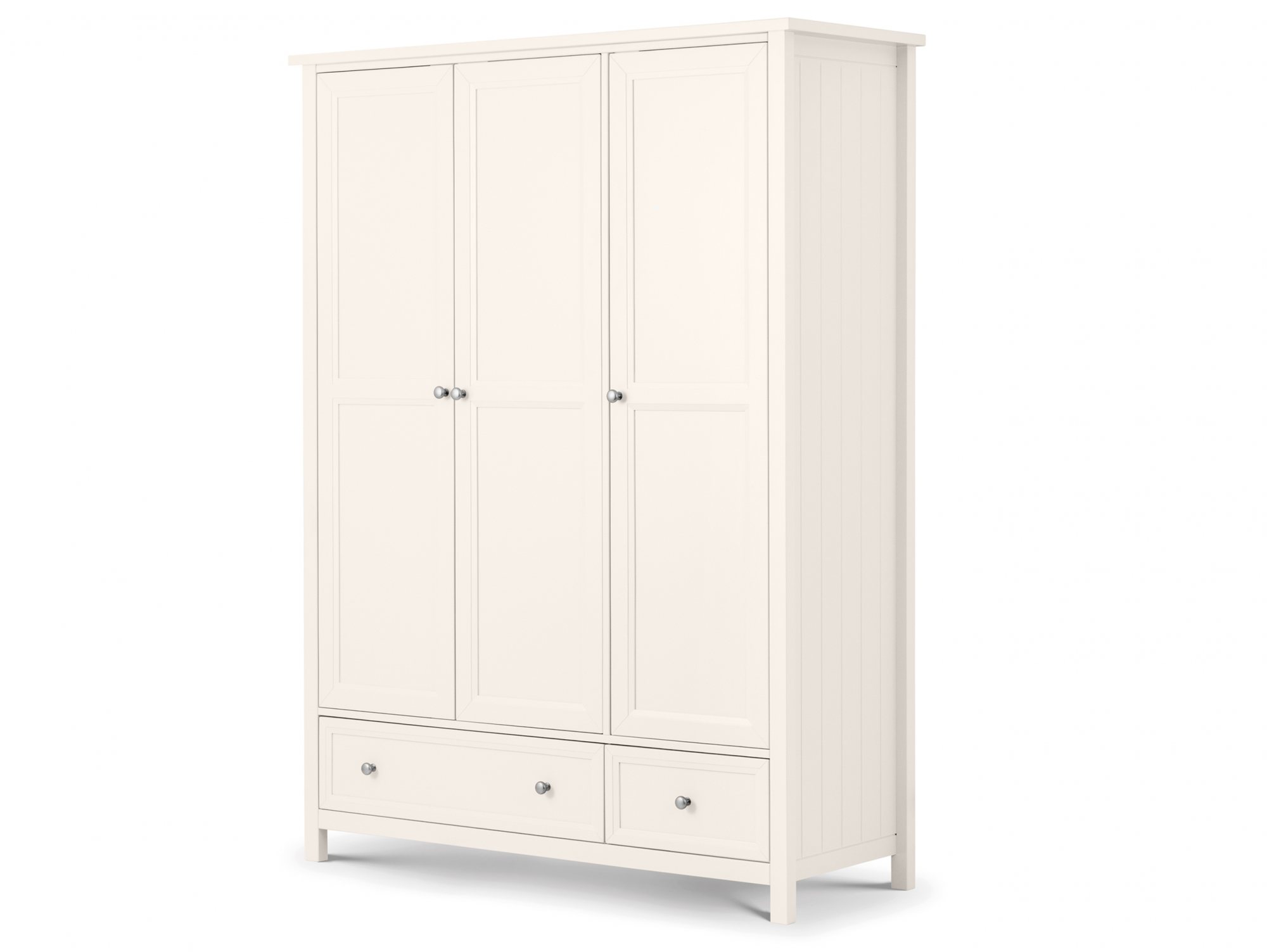 Julian Bowen Julian Bowen Maine Surf White 3 Door 2 Drawer Triple Wardrobe (Flat Packed)