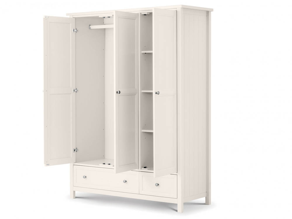 Julian Bowen Julian Bowen Maine Surf White 3 Door 2 Drawer Triple Wardrobe (Flat Packed)
