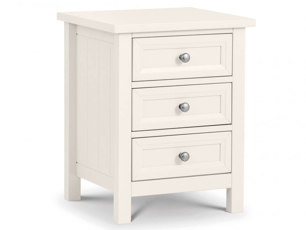 Julian Bowen Julian Bowen Maine Surf White 3 Drawer Bedside Cabinet (Flat Packed)
