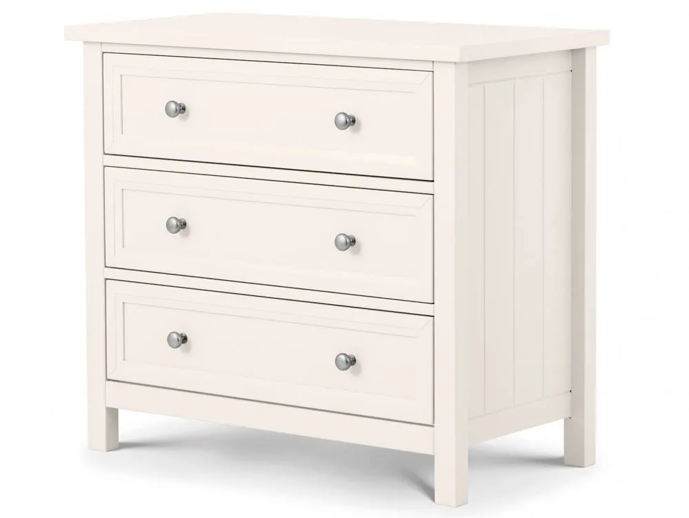 Julian Bowen Julian Bowen Maine Surf White 3 Drawer Low Chest of Drawers