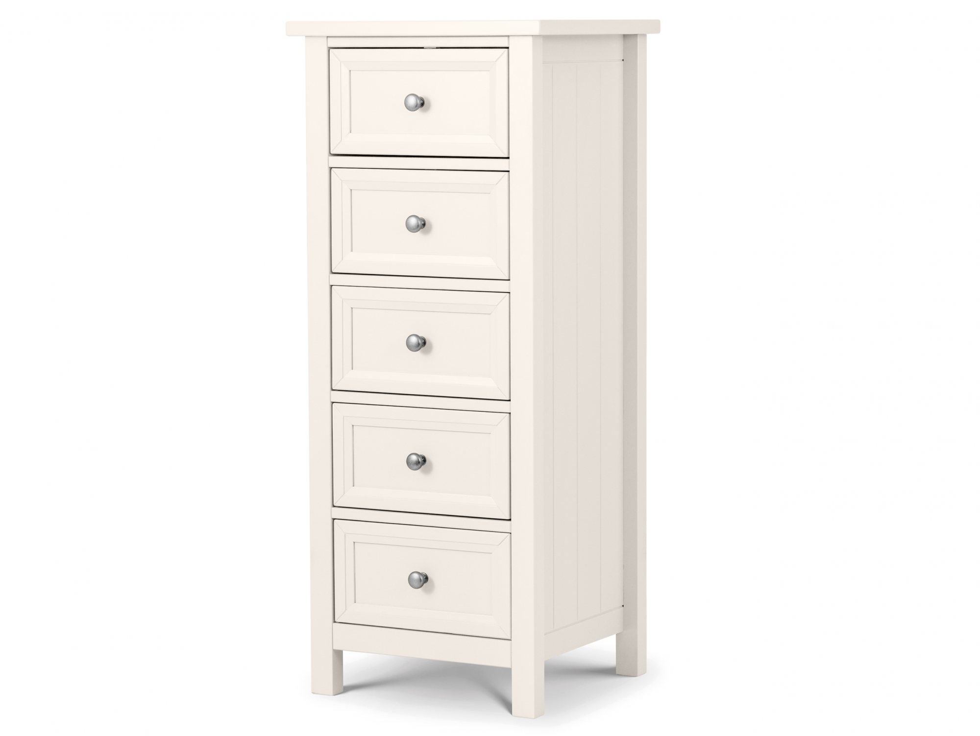 Julian Bowen Julian Bowen Maine Surf White 5 Drawer Tall Narrow Chest of Drawers (Flat Packed)