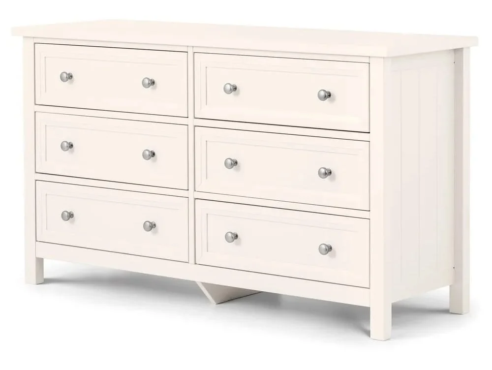Julian Bowen Julian Bowen Maine Surf White 3+3 Drawer Chest of Drawers