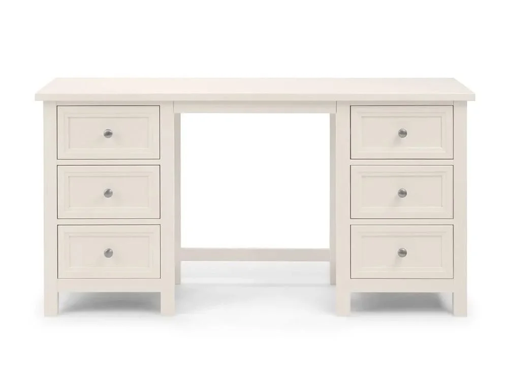 Julian Bowen Julian Bowen Maine Surf White Double Pedestal Wooden Dressing Table