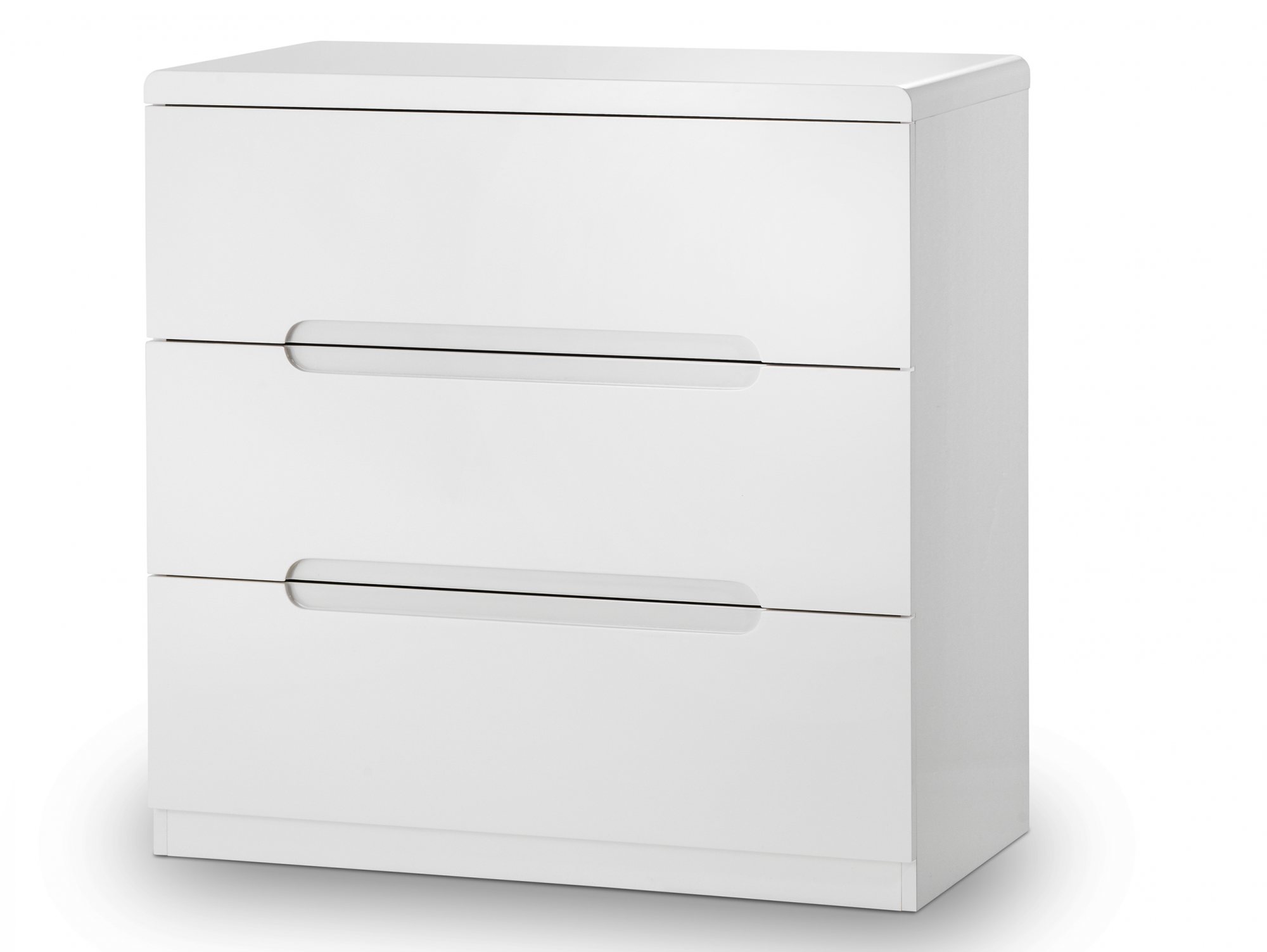 Julian Bowen Julian Bowen Manhattan White High Gloss 3 Drawer Low Chest of Drawers (Flat Packed)
