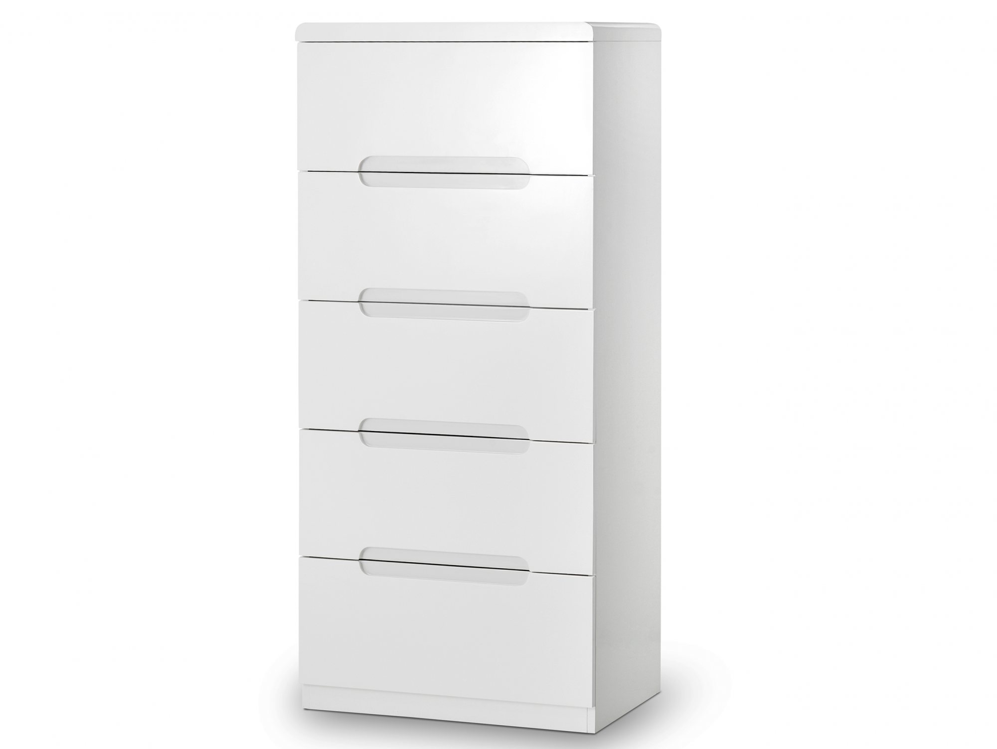 Julian Bowen Julian Bowen Manhattan White High Gloss 5 Drawer Tall Narrow Chest of Drawers (Flat Packed)