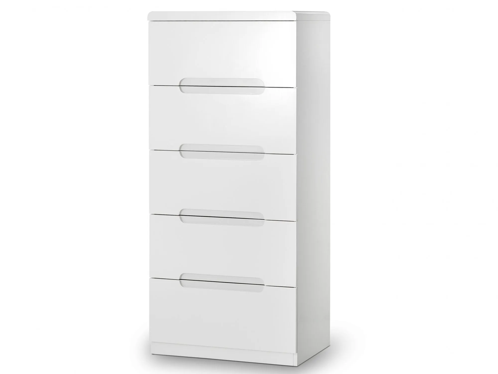 Julian Bowen Julian Bowen Manhattan White High Gloss 5 Drawer Tall Narrow Chest of Drawers