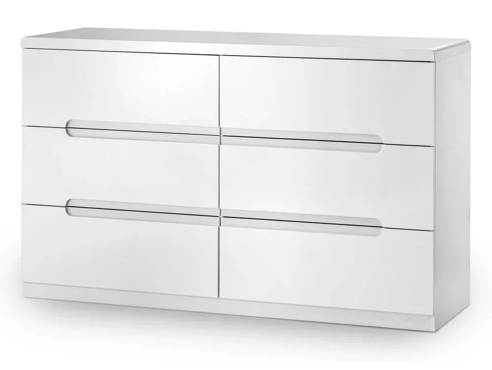 Julian Bowen Julian Bowen Manhattan White High Gloss 3+3 Drawer Chest of Drawers