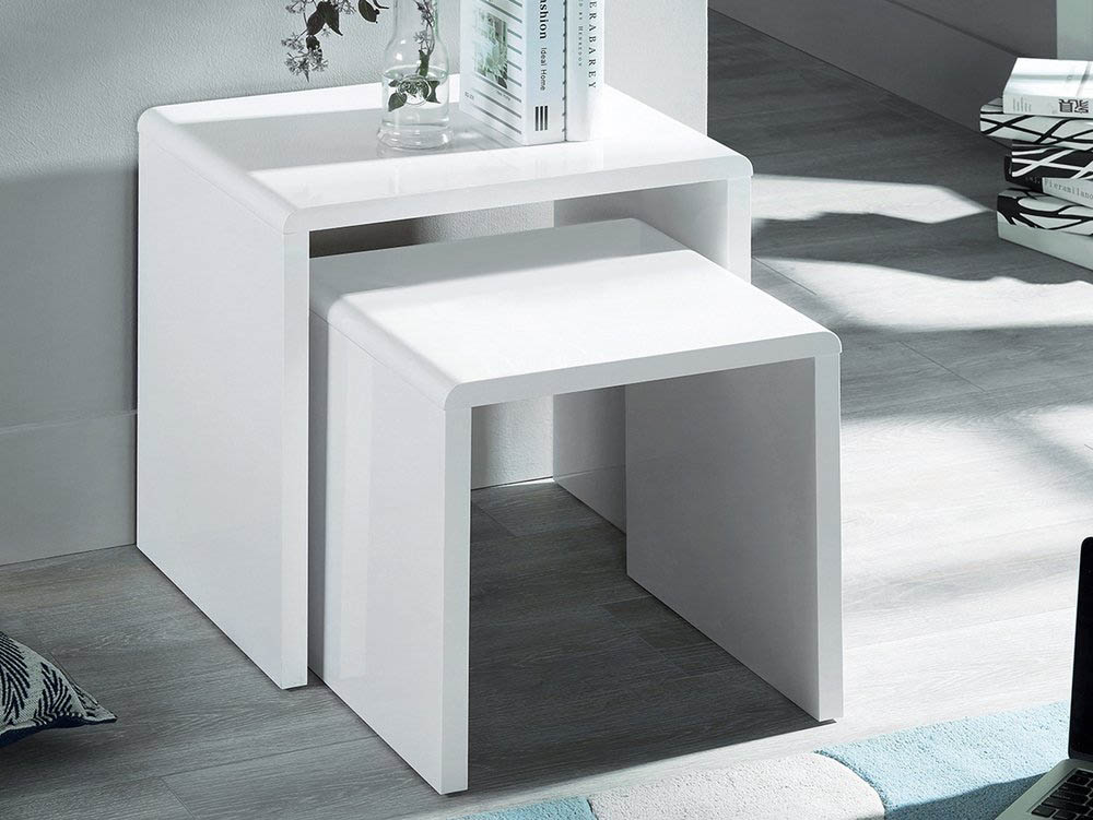 Julian Bowen Julian Bowen Manhattan White High Gloss Nest of Tables (Flat Packed)