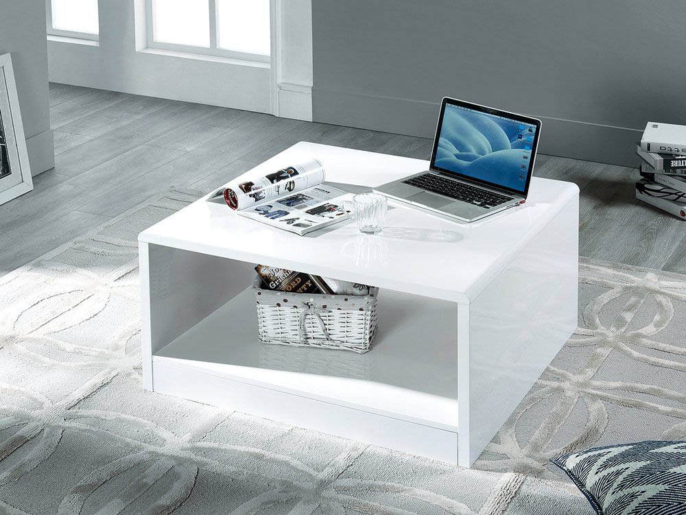 Julian Bowen Julian Bowen Manhattan White High Gloss Square Coffee Table (Flat Packed)
