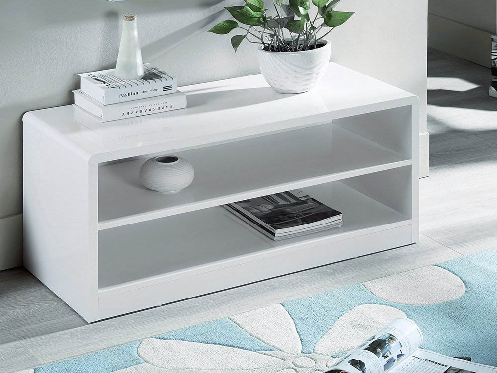 Julian Bowen Julian Bowen Manhattan White High Gloss TV Cabinet (Flat Packed)