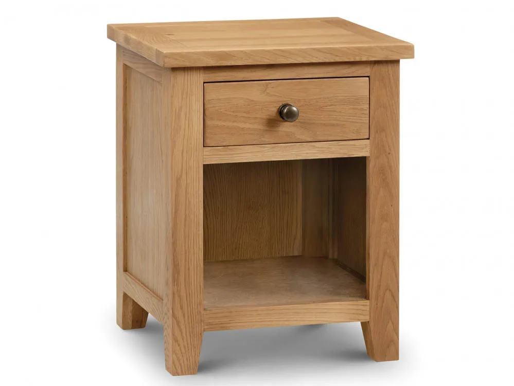 Julian Bowen Julian Bowen Marlborough 1 Drawer Oak Wooden Small Bedside Table (Assembled)