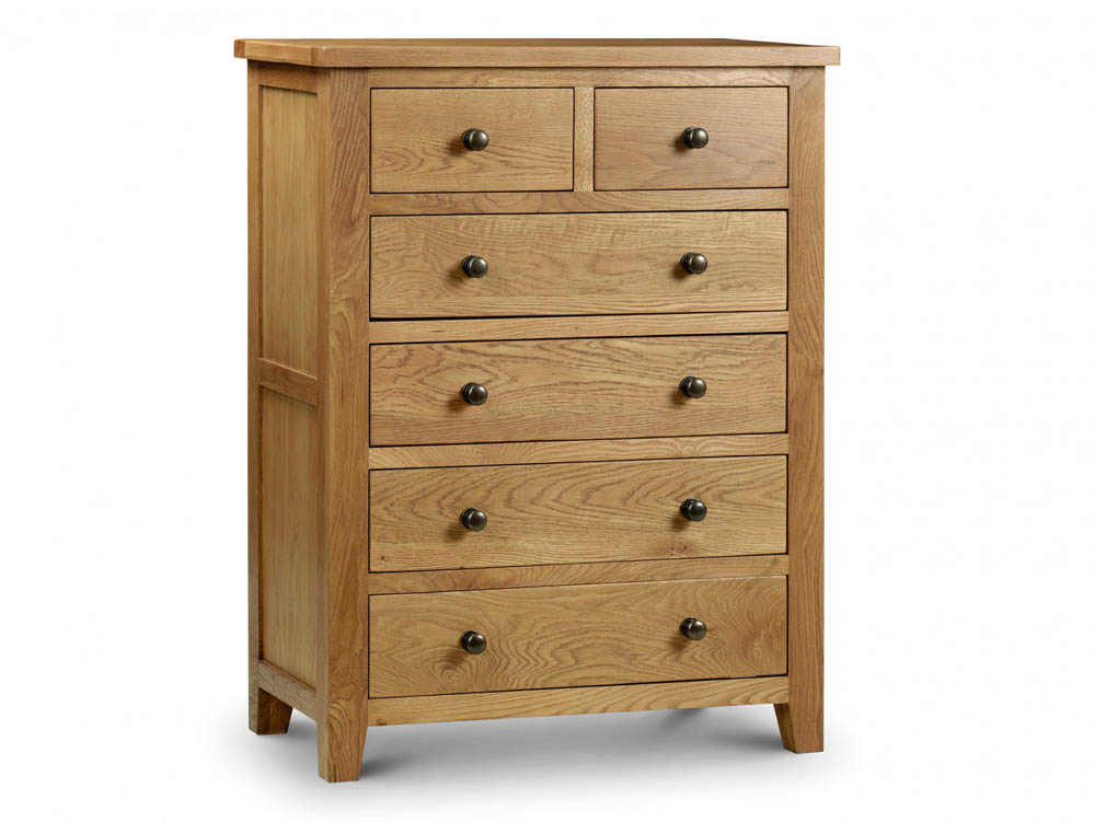 Julian Bowen Julian Bowen Marlborough 4+2 Oak Wooden Chest of Drawers (Assembled)
