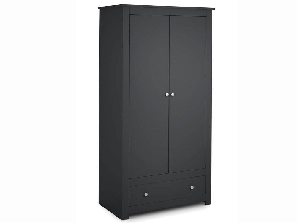 Julian Bowen Julian Bowen Radley Anthracite 2 Door 1 Drawer Double Wardrobe (Flat Packed)