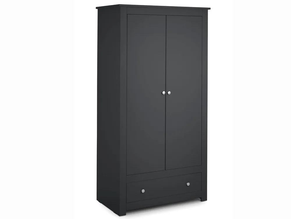 Julian Bowen Julian Bowen Radley Anthracite 2 Door 1 Drawer Double Wardrobe