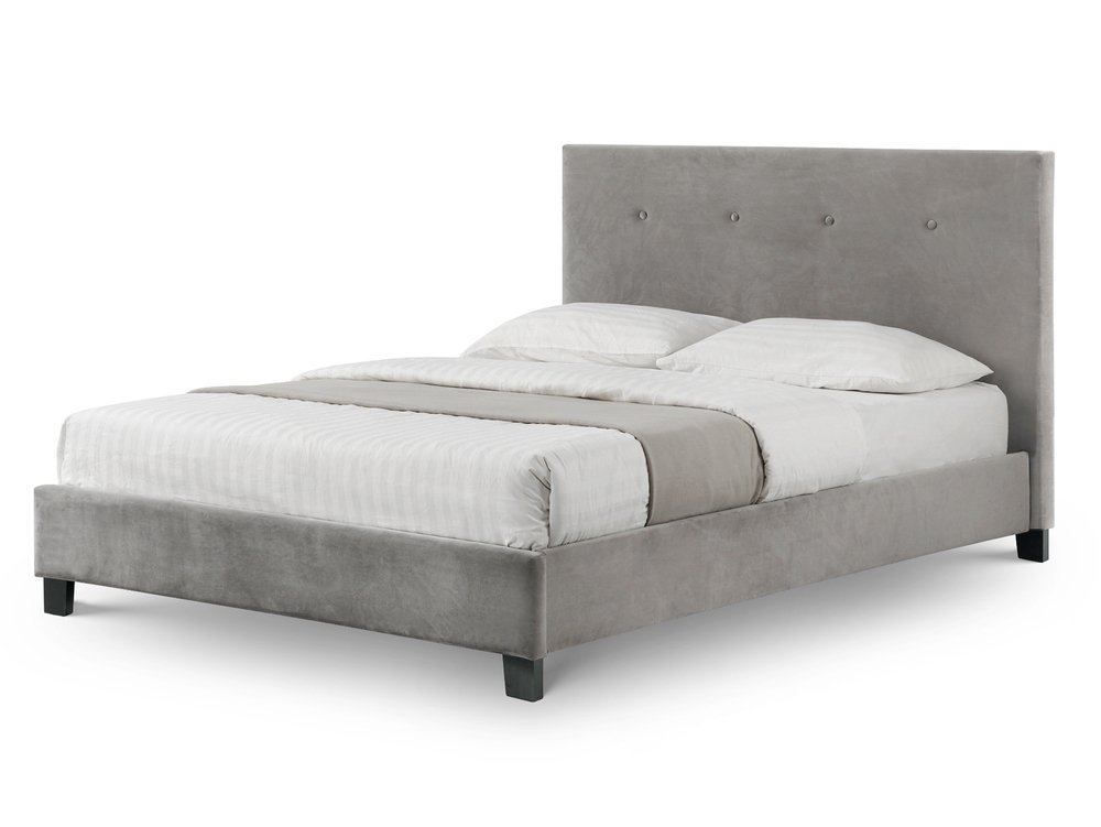 Julian Bowen Julian Bowen Shoreditch 4ft6 Double Grey Velvet Upholstered Fabric Bed Frame