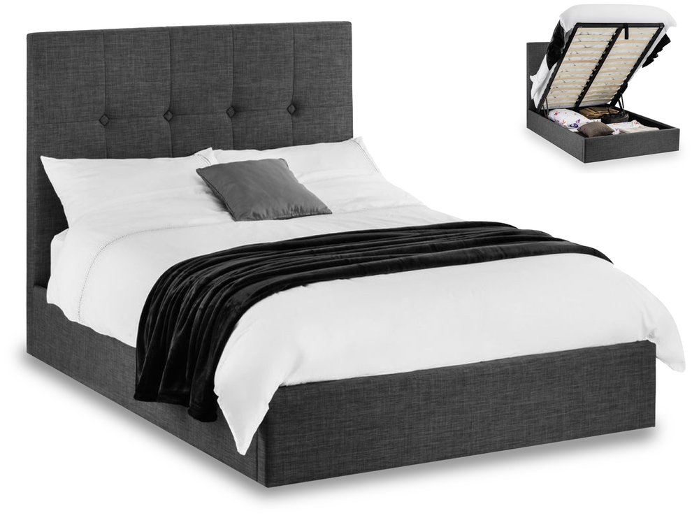 Julian Bowen Julian Bowen Sorrento 5ft King Size Grey Upholstered Fabric Ottoman Bed Frame