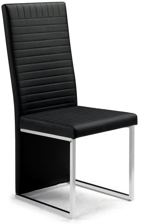 Julian Bowen Tempo 150cm Black Glass, Leather Dining Chairs Set Of 4 Black