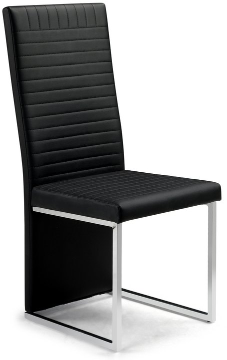 Julian Bowen Julian Bowen Tempo 150cm Black Glass Dining Table and 4 Black Faux Leather Chairs Set