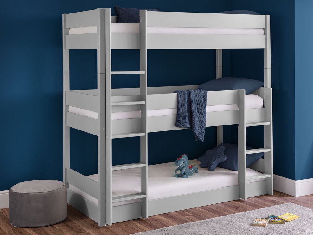 Julian Bowen Trio 3ft Dove Grey Triple Wooden Bunk Bed Frame Archers