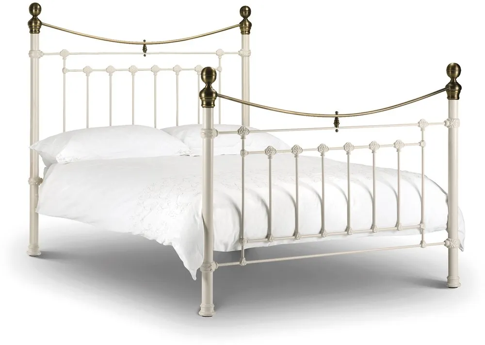 Julian Bowen Julian Bowen Victoria Ivory and Brass Metal Bed Frame