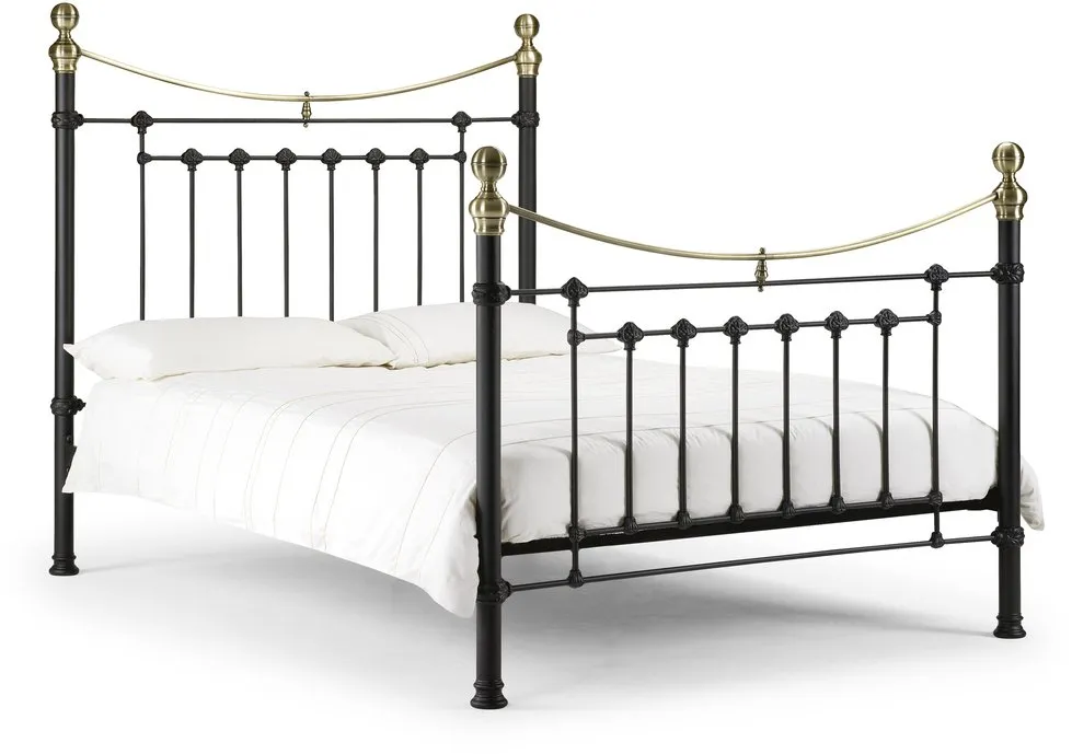 Julian Bowen Julian Bowen Victoria 4ft6 Double Satin Black and Brass Metal Bed Frame