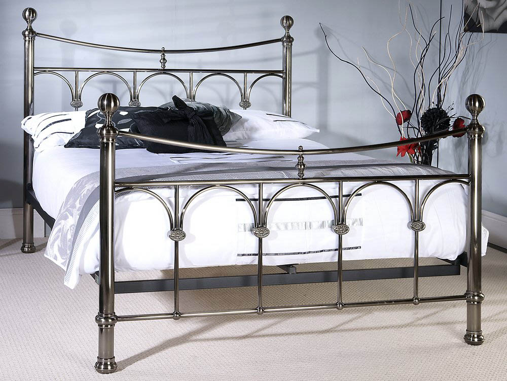 Limelight Gamma 5ft King Size Antique Nickel Metal Bed Frame Archers Sleepcentre Antique Nickel Metal Bed Frame, King Size Bed Rails