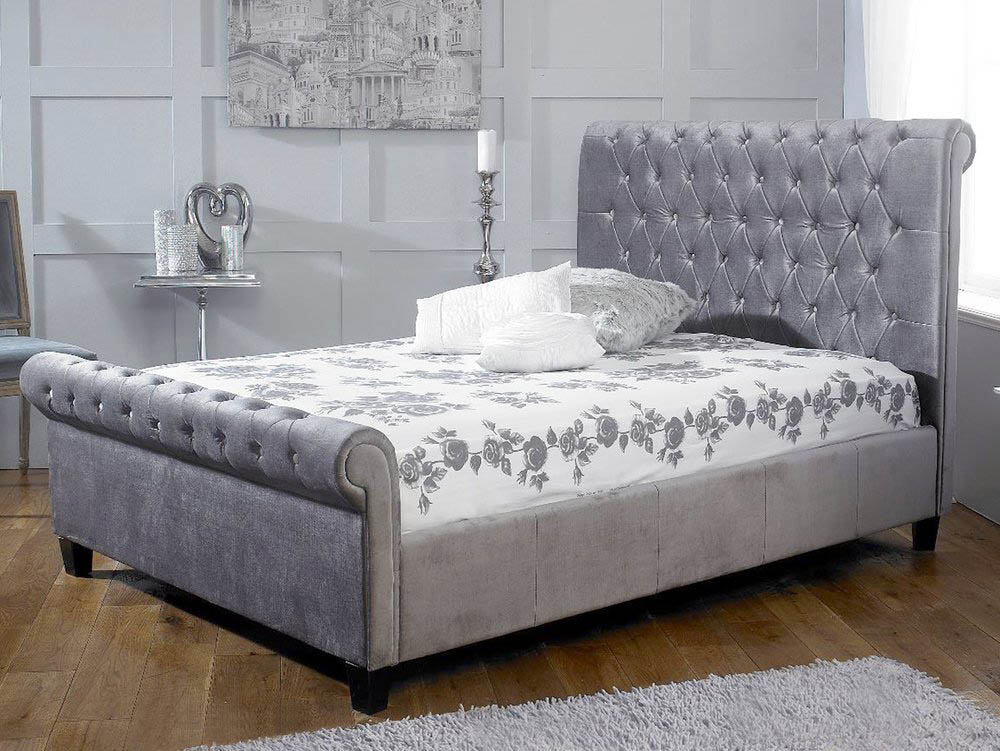 Limelight  Limelight Orbit 5ft King Size Silver Velvet Upholstered Fabric Bed Frame