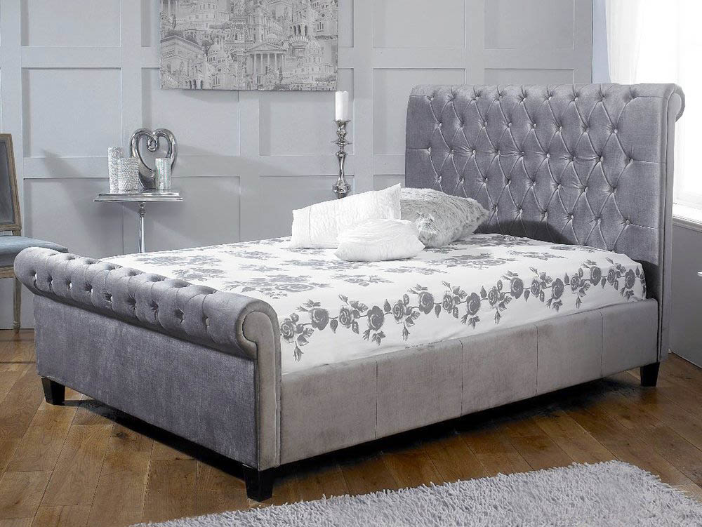 Limelight Limelight Orbit 5ft King Size Silver Velvet Upholstered Fabric Bed Frame