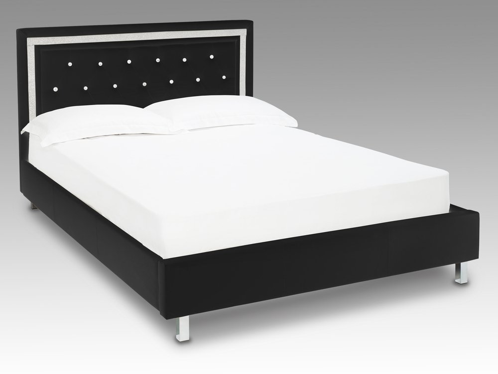 LPD LPD Crystalle 4ft6 Double Black Upholstered Faux Leather Bed Frame