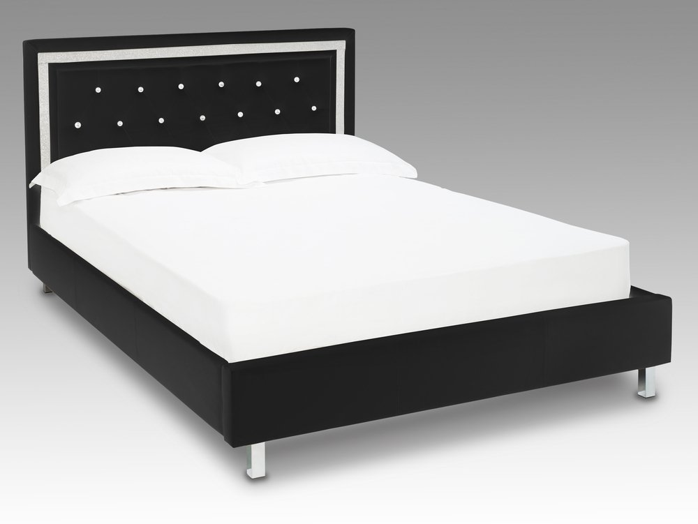 Lpd Crystalle 5ft King Size Black, King Bed Frame White Leather