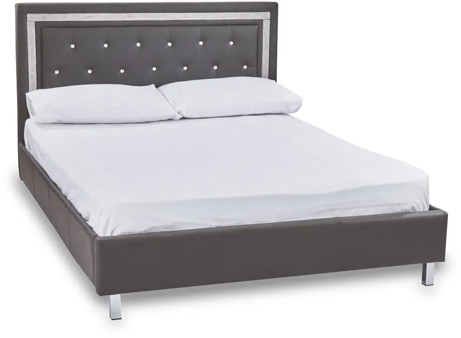 LPD LPD Crystalle 5ft King Size Grey Faux Leather Bed Frame