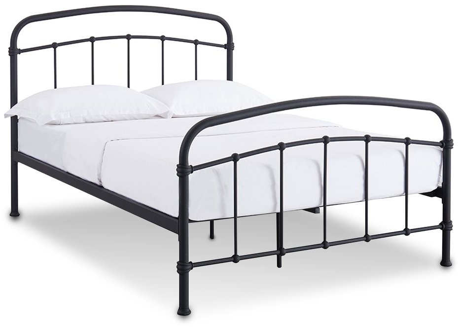 Lpd Halston 4ft6 Double Black Metal Bed, Black Iron Bed Frame Full Size