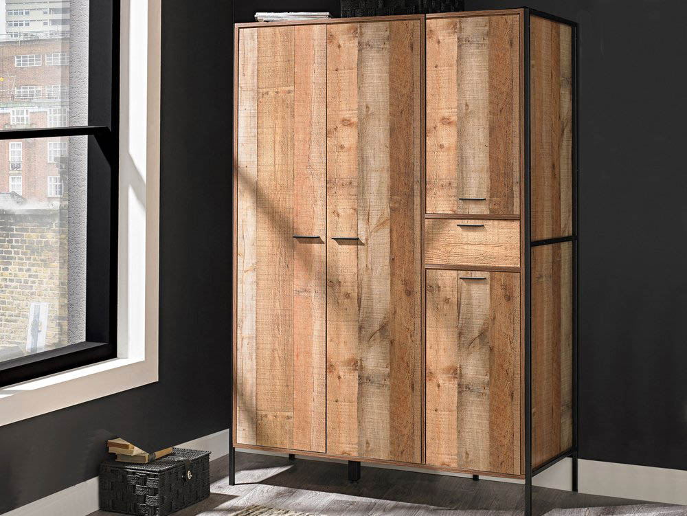 LPD LPD Hoxton Rustic 4 Door 1 Drawer Large Wardrobe (Flat Packed)