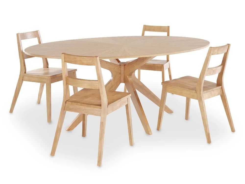 LPD LPD Malmo 190cm White Oak Round Dining Table and 4 Chairs Set