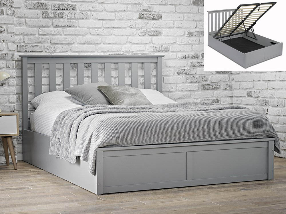 Grey Wooden Ottoman Bed Frame, Grey King Size Bed Frame