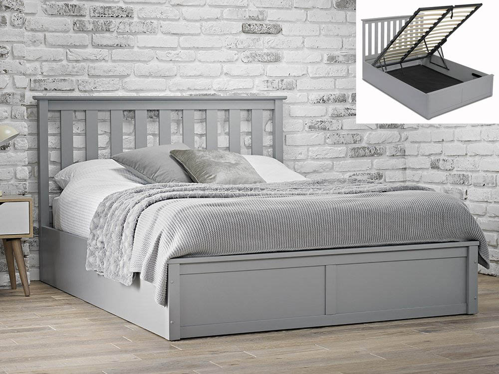 Lpd Oxford 5ft King Size Grey Wooden Ottoman Bed Frame Archers Sleepcentre Grey Wooden Ottoman Bed Frame, Grey King Size Bed Frame