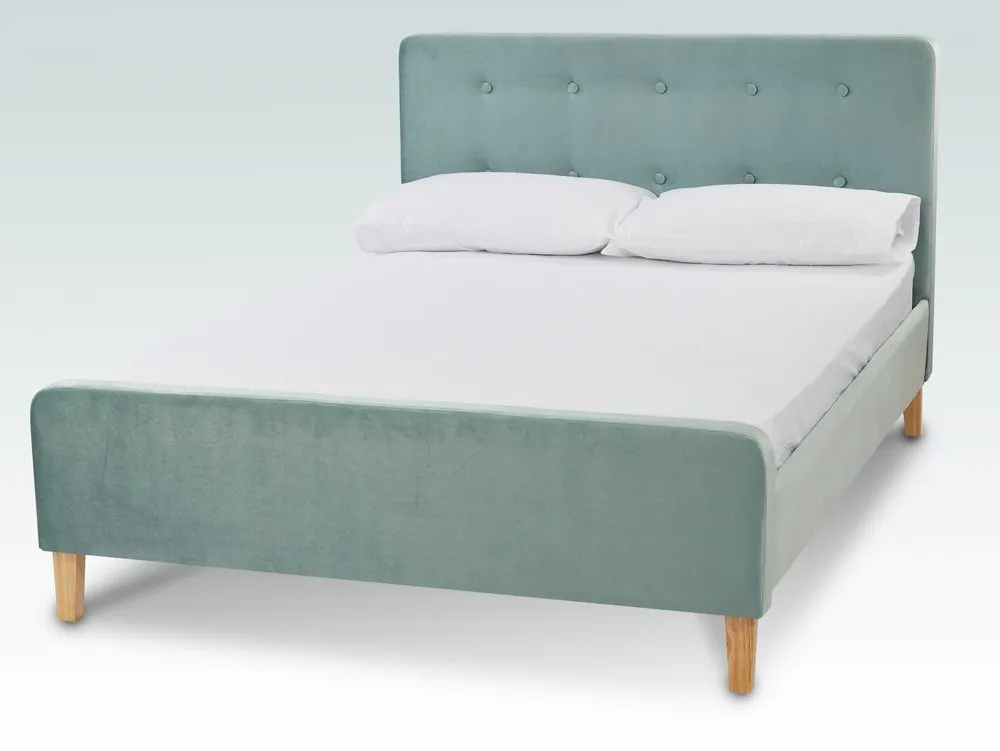 LPD LPD Pierre 4ft6 Double Aqua Blue Velvet Fabric Bed Frame