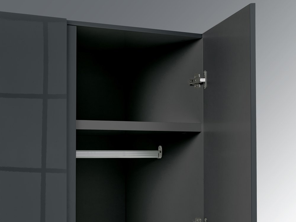 LPD LPD Puro Charcoal High Gloss 2 Door Double Wardrobe (Flat Packed)