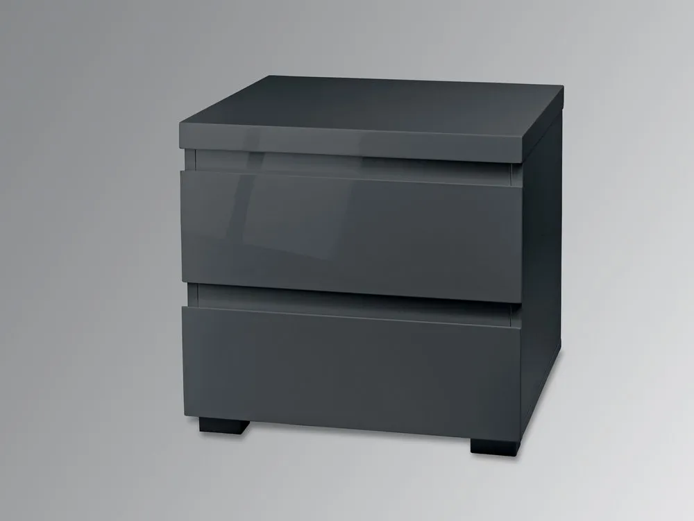 LPD LPD Puro Charcoal High Gloss 2 Drawer Small Bedside Table