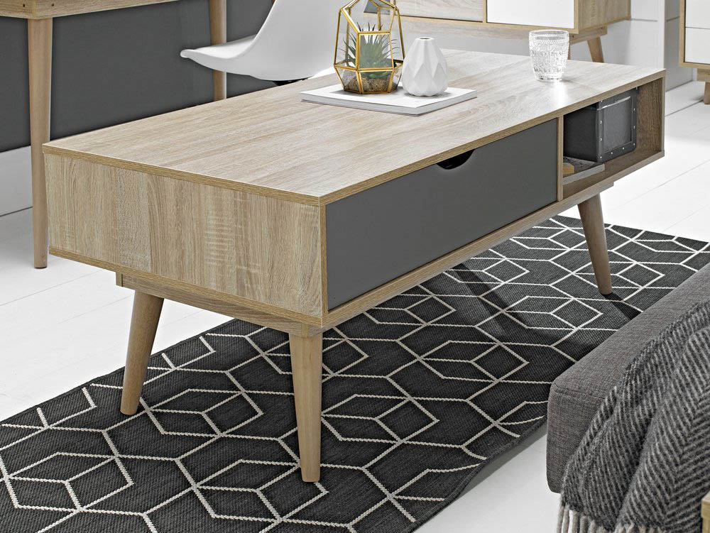 LPD LPD Scandi Oak and Grey Coffee Table (Flat Packed)