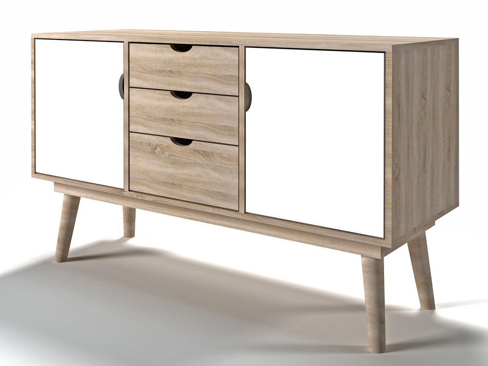 LPD LPD Scandi Oak and White 2 Door 3 Drawer Sideboard (Flat Packed)