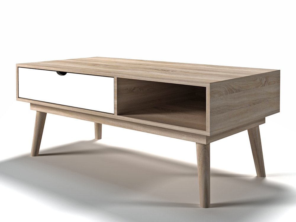 LPD LPD Scandi Oak and White Coffee Table (Flat Packed)