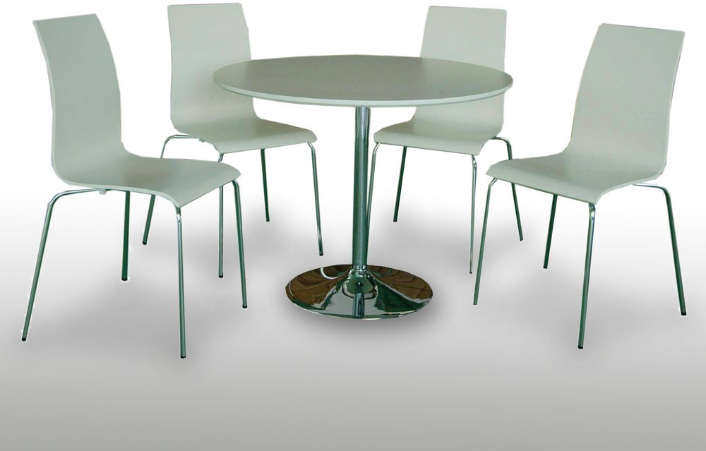 Lpd Soho 95cm White Round Dining Table, White Circle Table And 4 Chairs