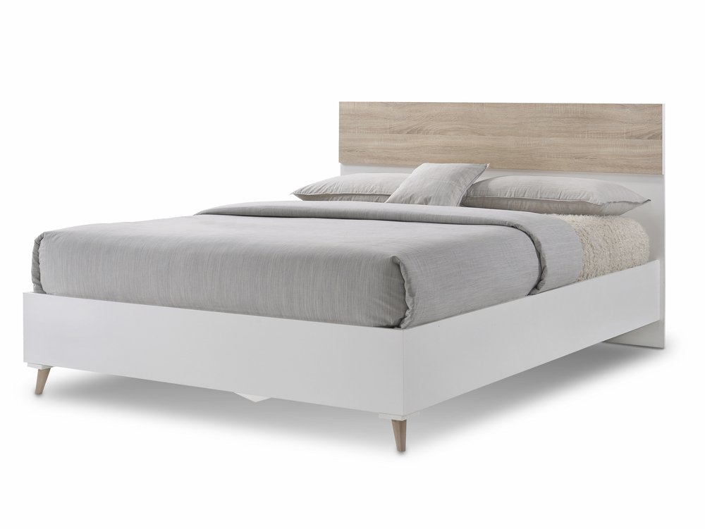 LPD LPD Stockholm 4ft6 Double White and Oak Wooden Bed Frame