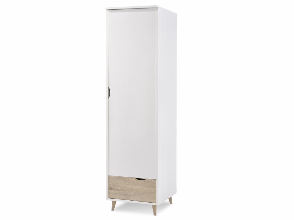 LPD LPD Stockholm White and Oak 1 Door Single Wardrobe (Flat Packed)