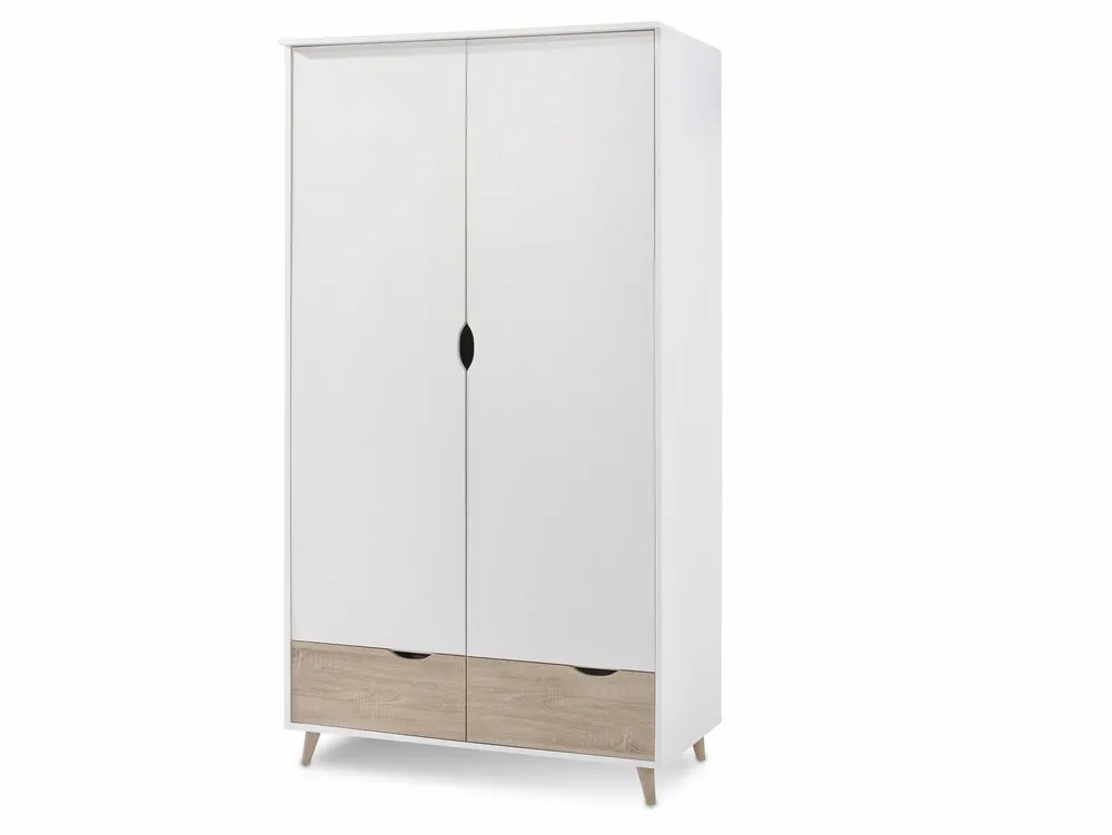 LPD LPD Stockholm White and Oak 2 Door Double Wardrobe